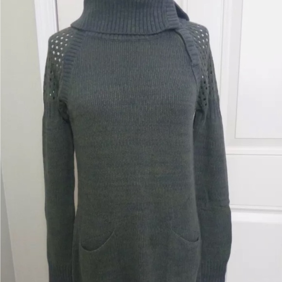 Prana Dresses & Skirts - PRANA ARCHER Green Knit LS Cowl Turtleneck Sweater/Tunic Dress XL